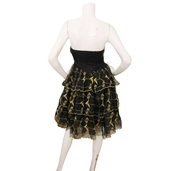 Betsey Johnson Vintage y2k Tiered Bow Party Dress Embroidered Dark Coquette - Picture 5 of 9